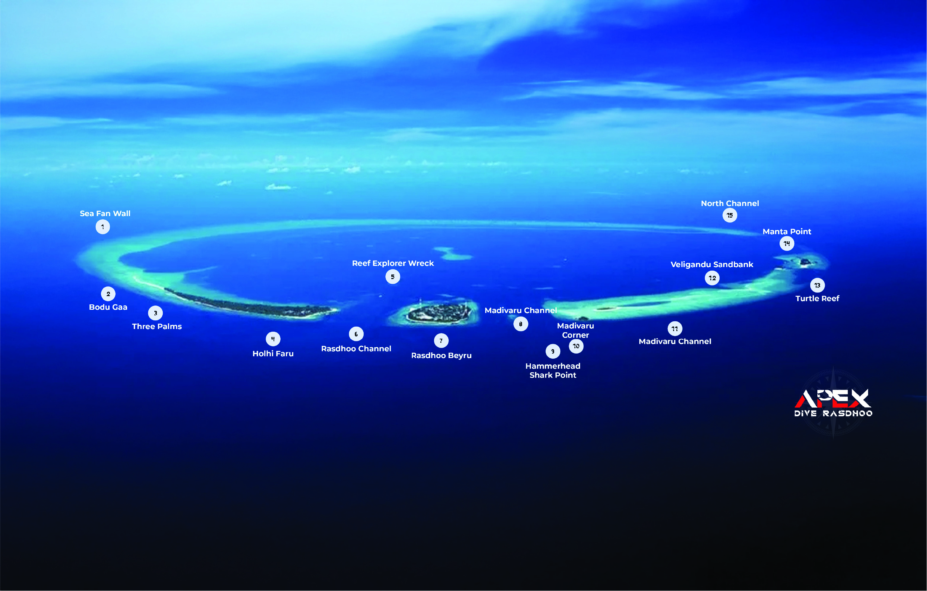 Map of Rasdhoo Atoll Dive Sites