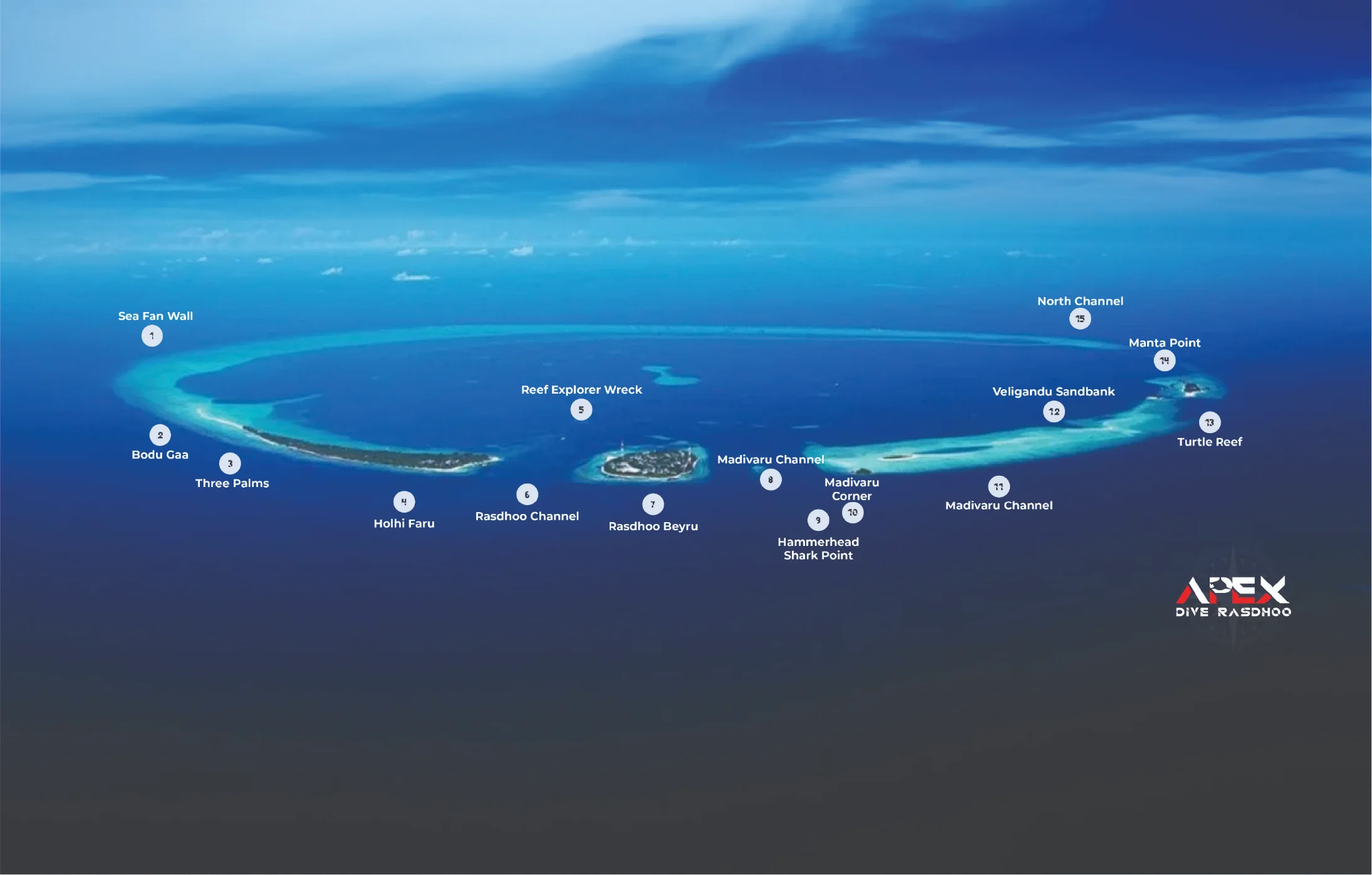 Map of Rasdhoo Atoll Dive Sites